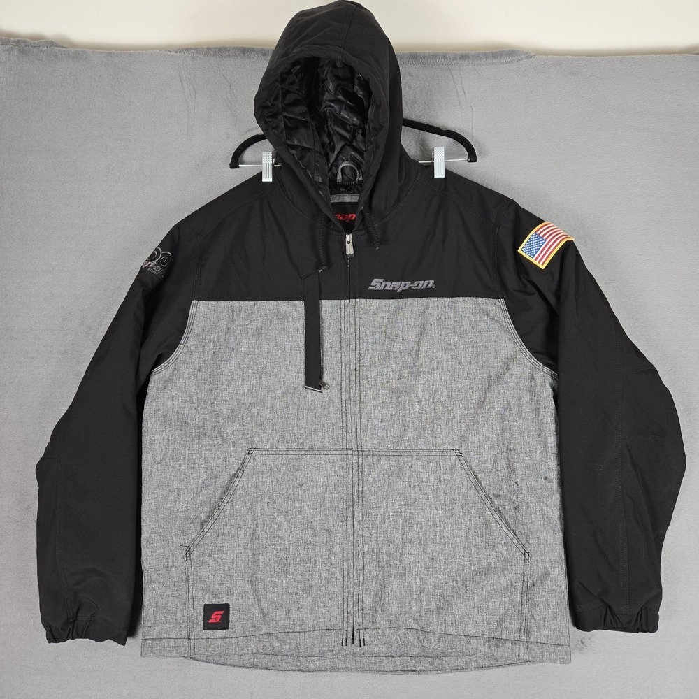 Snap-On Tools Jacket Mens XL Hooded Winter‎ Black/Grey 100th Anniversary Edition